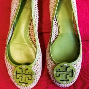 Tory Burch  leather & crochet ballet flats